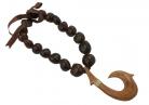 Brown Kukui Nut Necklace with Wood Hook Pendant