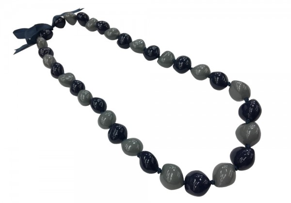 Kukui Nut Necklace - Navy Blue & Grey