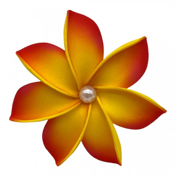 Plumeria Flower w/White Pearl on Stick