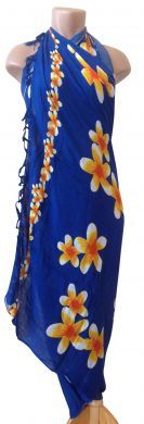 Flower Sarong - Plumeria/Blue