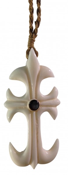 Bone Cross with Abalone Inlay