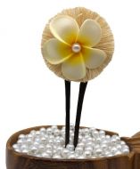 Plumeria with Pearl & Raffia Hair Stick/Pick