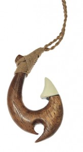 Koa Wood & Bone Inlay Hook Necklace