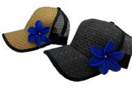 Brown or Black Cap with Blue Flower
