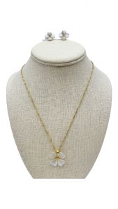Plumeria Earrings and Necklace Set