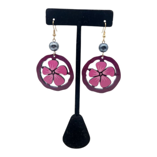 Pink Flower Earrings