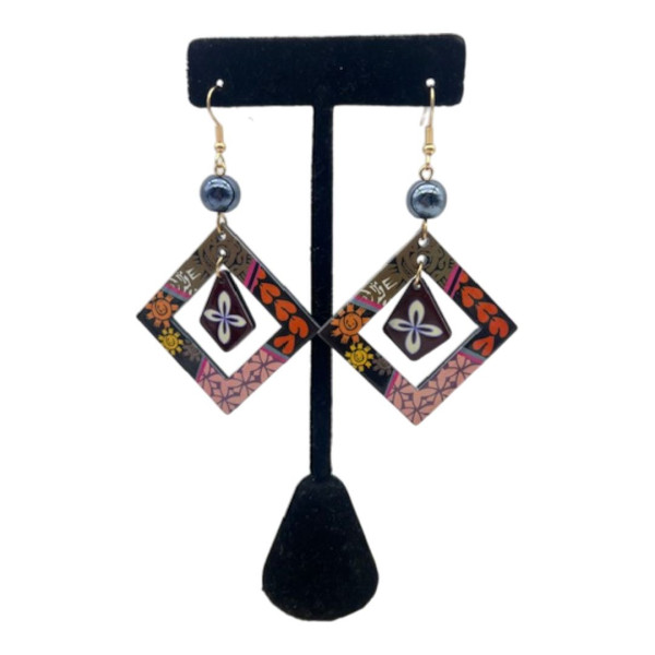 Painted Diamond Shape Earrings